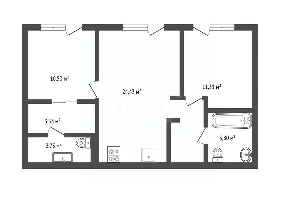 2-к кв. Белгородская область, Белгород Донецкая ул., 79Ак5 (65.0 м) - Фото 1