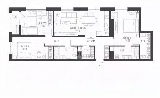 3-к кв. Курская область, Курск ул. Чехова, 3 (90.4 м) - Фото 1