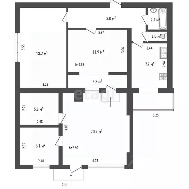 Офис в Севастополь ул. Очаковцев, 60 (86 м) - Фото 2