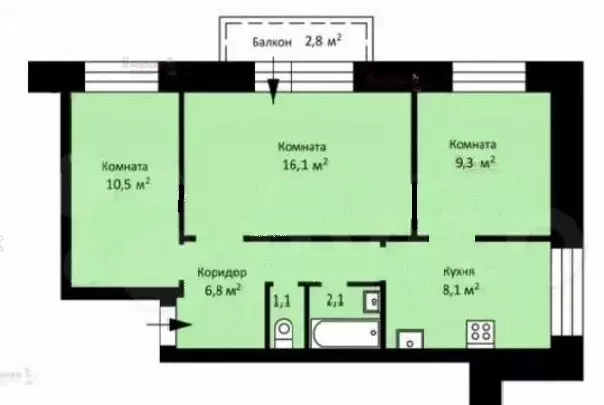 3-комнатная квартира: Екатеринбург, улица Машиностроителей, 34 (54 м) - Фото 2