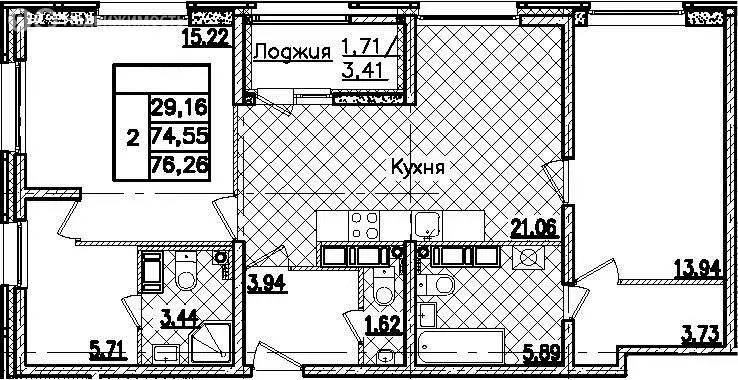 2-комнатная квартира: Санкт-Петербург, жилой комплекс Беларт (76.3 м) - Фото 0