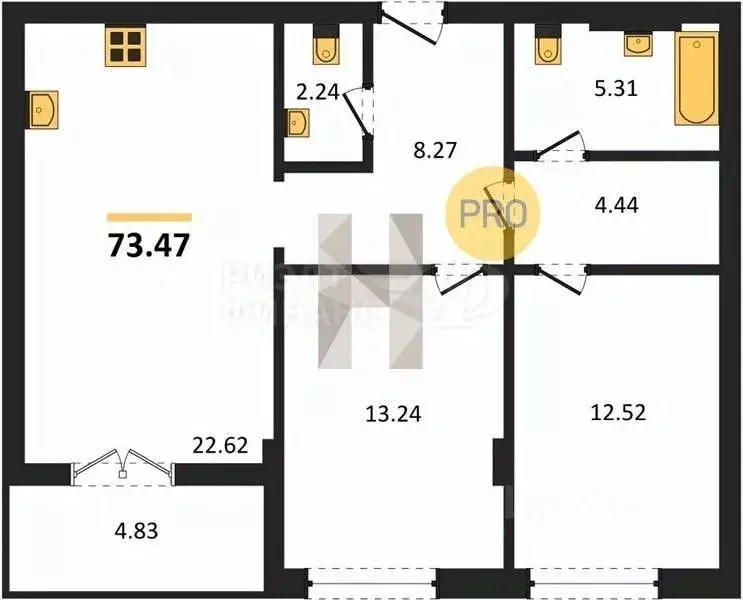 1-к кв. Калининградская область, Гурьевск Включи жилой комплекс (43.15 ... - Фото 1