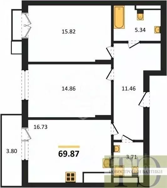 2-к кв. Калининградская область, Гурьевский муниципальный округ, пос. ... - Фото 1