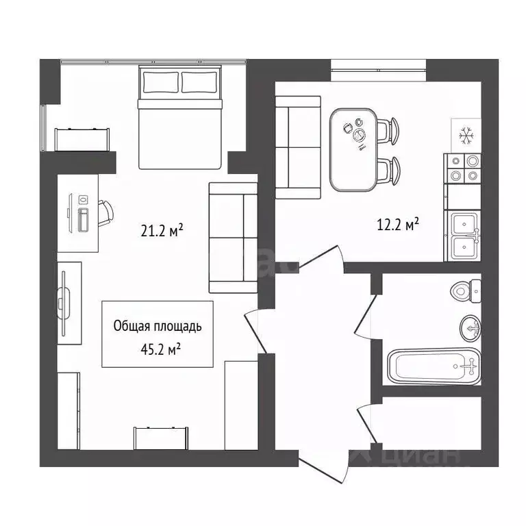 1-к кв. Новосибирская область, Бердск ул. Красная Сибирь, 132 (45.2 м) - Фото 2