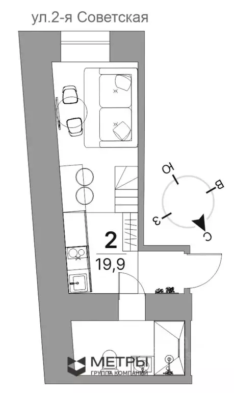 Студия Санкт-Петербург 2-я Советская ул., 10 (19.9 м) - Фото 0