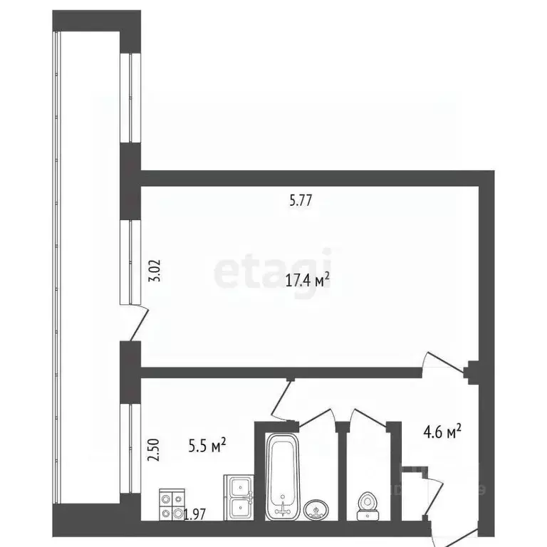 1-к кв. Архангельская область, Новодвинск ул. Мира, 5 (31.2 м) - Фото 2