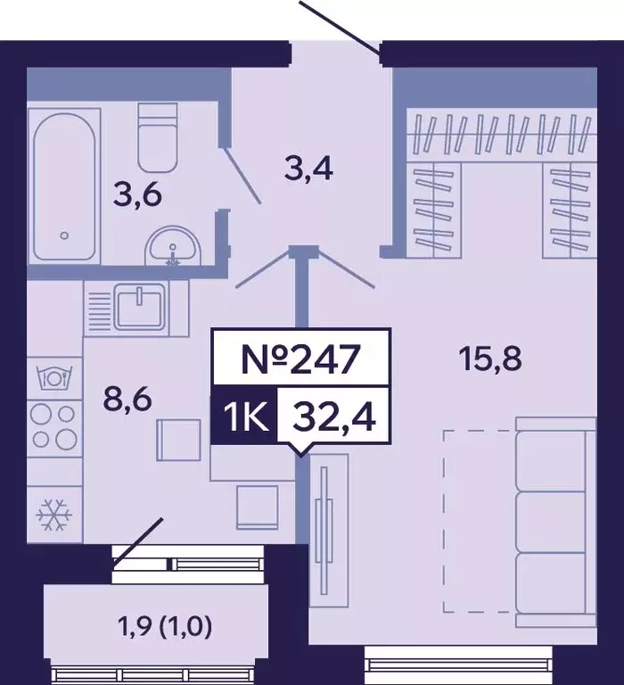 1-комнатная квартира: Якутск, Новопортовская улица, 1Д (32.4 м) - Фото 1