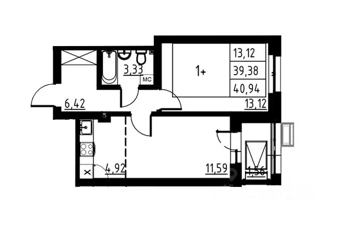 1-к кв. Башкортостан, Уфа Айская ул., 49 (40.94 м) - Фото 1