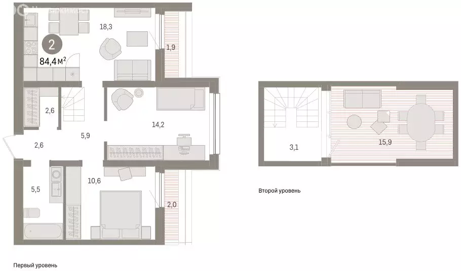 2-комнатная квартира: Тюмень, улица Павла Фитина, 3 (84.55 м) - Фото 2