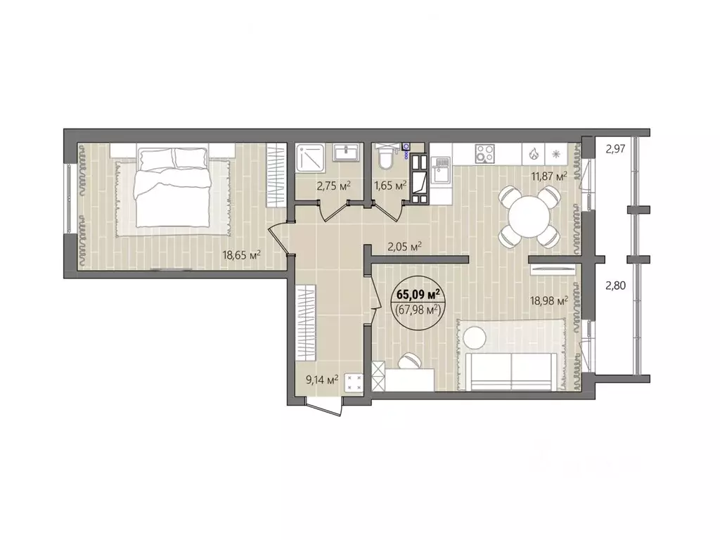 2-к кв. Челябинская область, Челябинск ул. Труда, 14 (70.61 м) - Фото 1