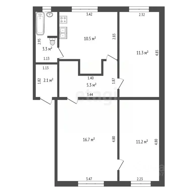 3-к кв. Саха (Якутия), Якутск Хатын-Юряхское шоссе, 6-й км, 1 (60.4 м) - Фото 1