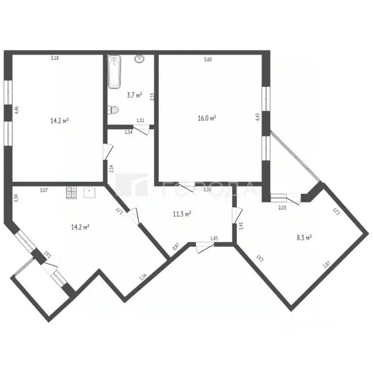 3-к кв. Алтайский край, Барнаул ул. Короленко, 91 (67.7 м) - Фото 1