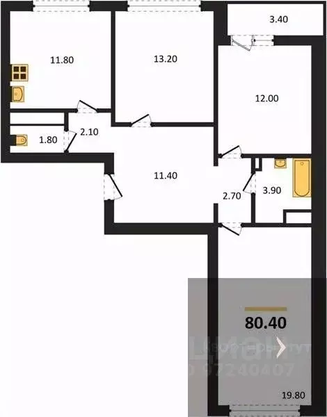 3-к кв. Воронежская область, Воронеж ул. Пескова, 8 (80.4 м) - Фото 0
