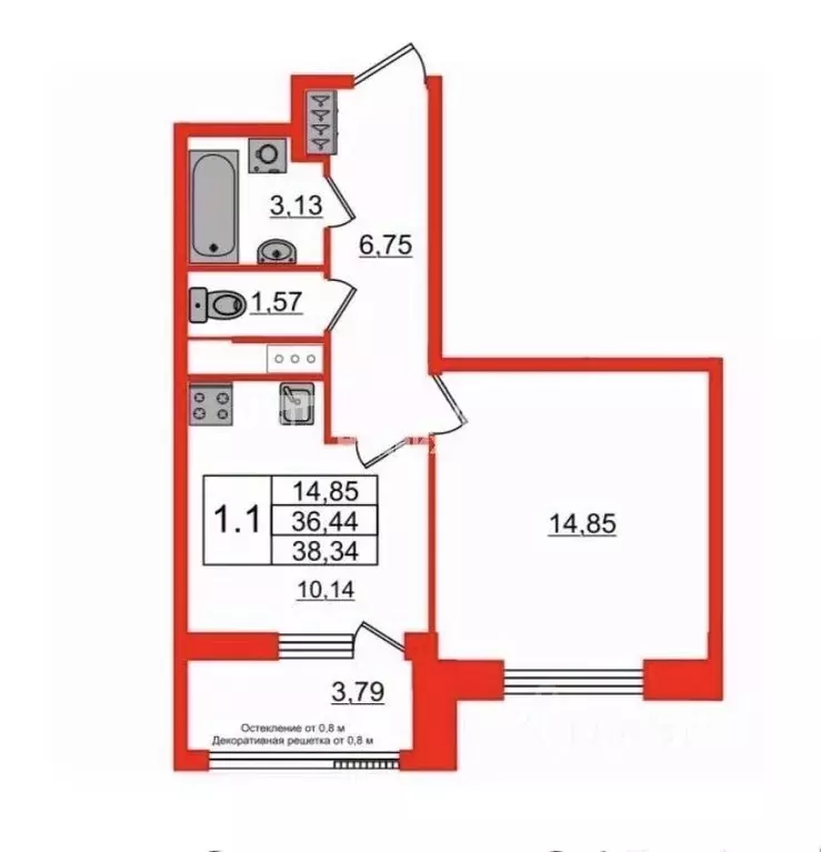 1-к кв. Санкт-Петербург просп. Обуховской обороны, 36 (37.8 м) - Фото 2