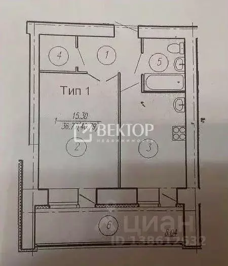 1-к кв. Ивановская область, Иваново ул. Кузнецова, 8 (36.1 м) - Фото 2
