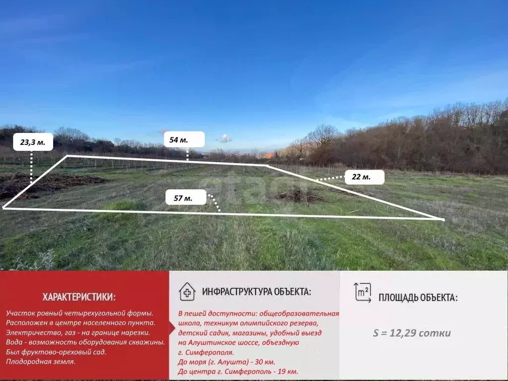 Участок в Крым, Симферопольский район, Добровское с/пос, с. ... - Фото 1