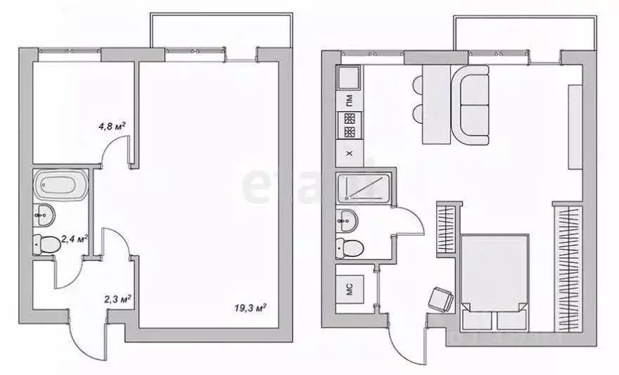 1-к кв. Курганская область, Курган Куртамышская ул., 18 (32.7 м) - Фото 1