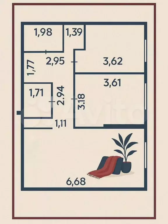 2-к. квартира, 61 м, 3/9 эт. - Фото 0