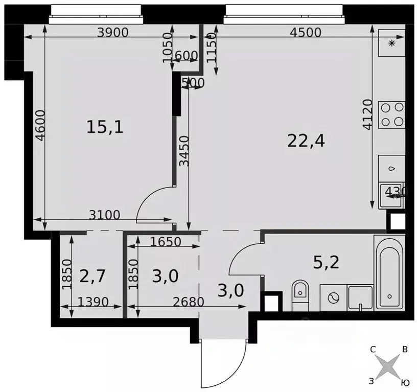 2-к кв. Москва Новоостаповская ул., 6АС1 (51.4 м) - Фото 1