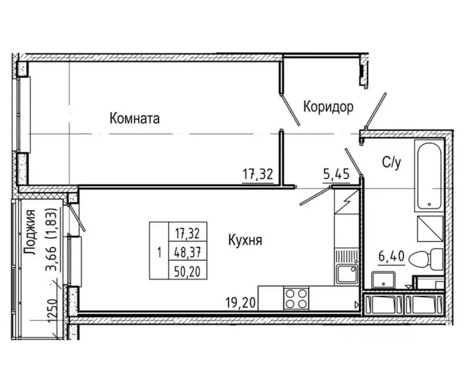 1-к кв. Санкт-Петербург ш. Суздальское, 18к2 (50.2 м) - Фото 1