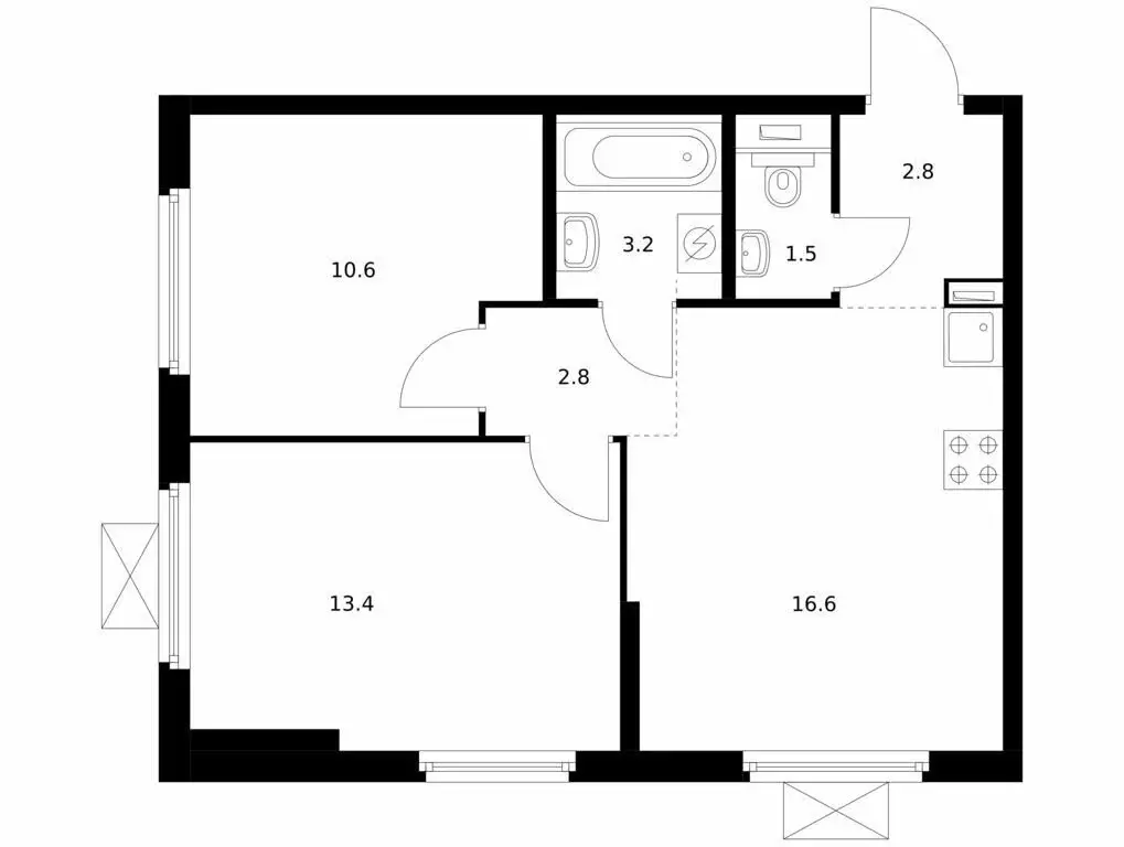 2-комнатная квартира: Казань, ЖК Нокса Парк (50.9 м) - Фото 0