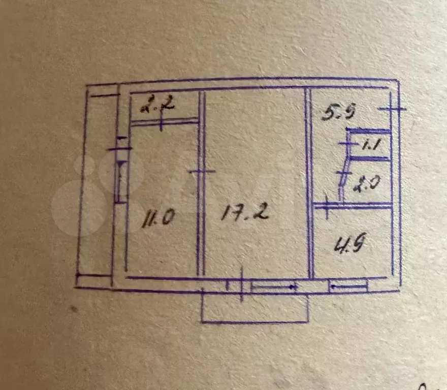 2-к. квартира, 44,3 м, 5/5 эт. - Фото 0