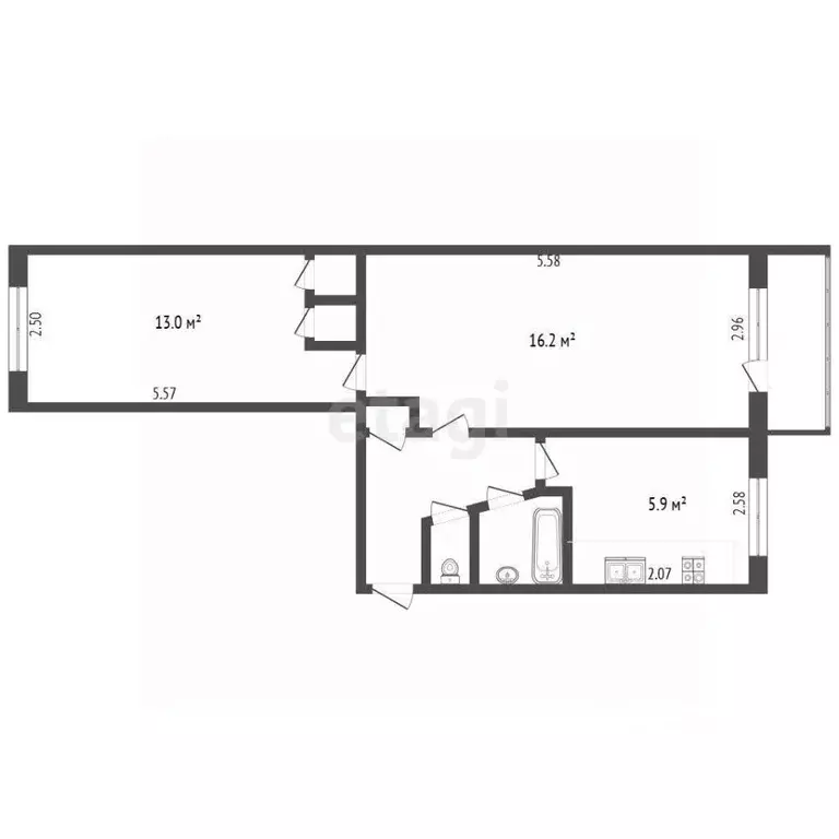 2-к кв. Вологодская область, Череповец Красная ул., 1А (44.1 м) - Фото 1