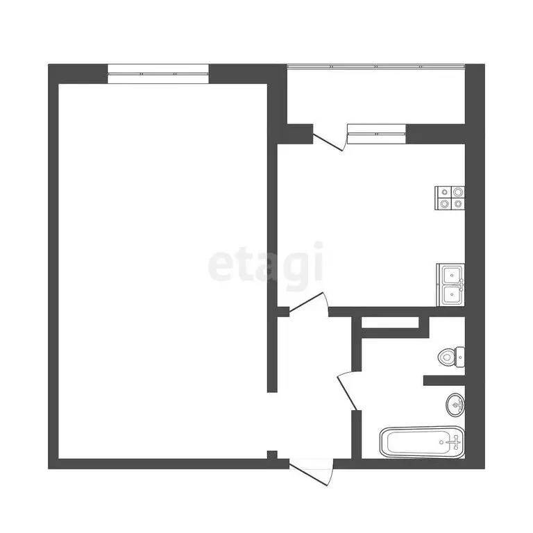 1-комнатная квартира: Тюмень, улица Федюнинского, 54 (36.9 м) - Фото 1