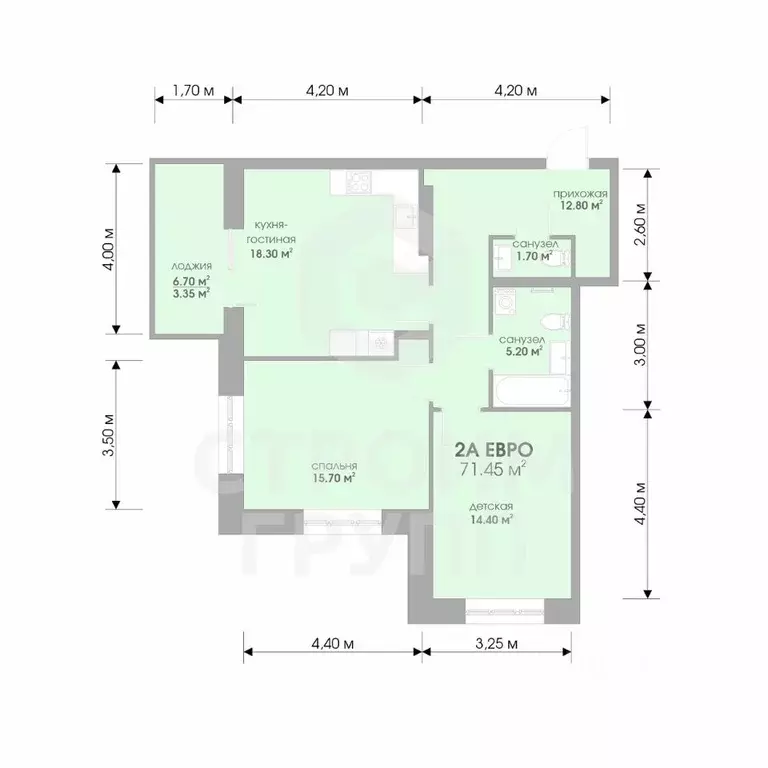 2-к кв. Владимирская область, Владимир Текстильщик СНТ,  (71.45 м) - Фото 2