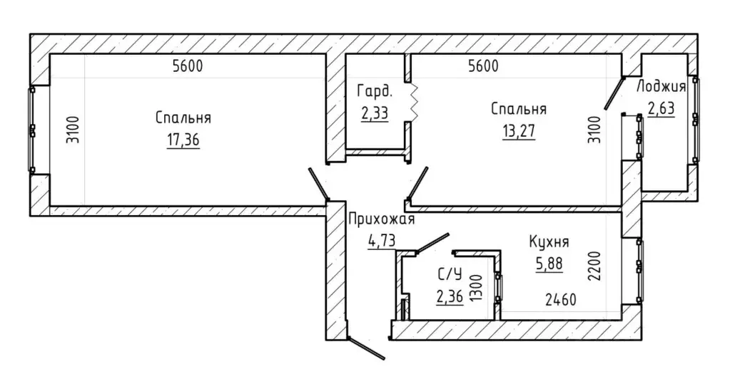 2-к кв. Кабардино-Балкария, Нальчик ул. Ватутина (48.6 м) - Фото 2