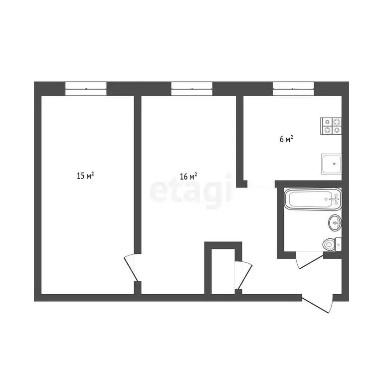2-комнатная квартира: Дубна, Центральная улица, 16 (41.6 м) - Фото 1