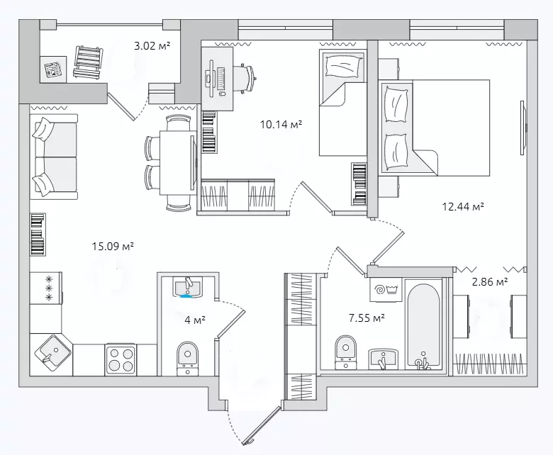 Продаётся 2-к квартира, 54.1 м - Фото 0