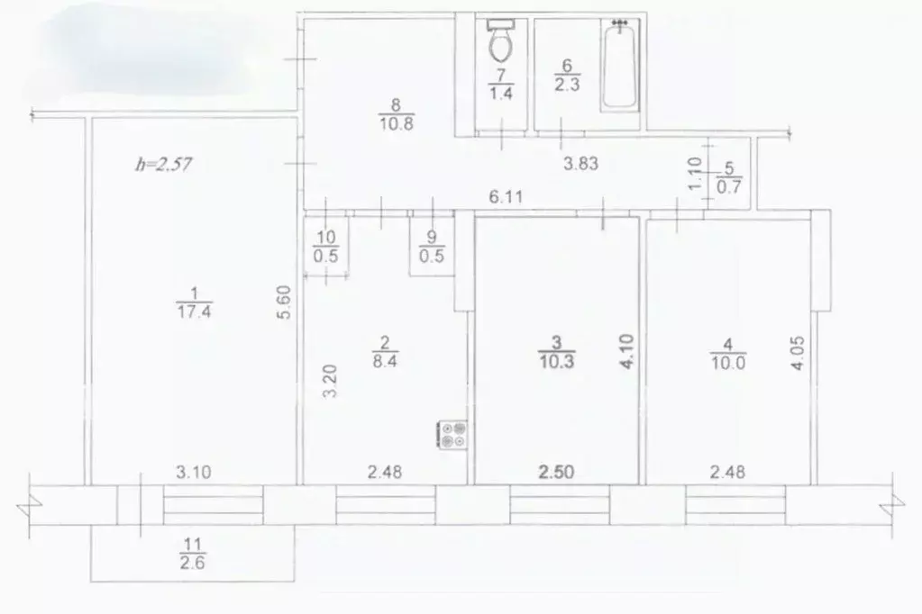 3-к кв. Саха (Якутия), Якутск ул. Петровского, 23 (62.3 м) - Фото 0
