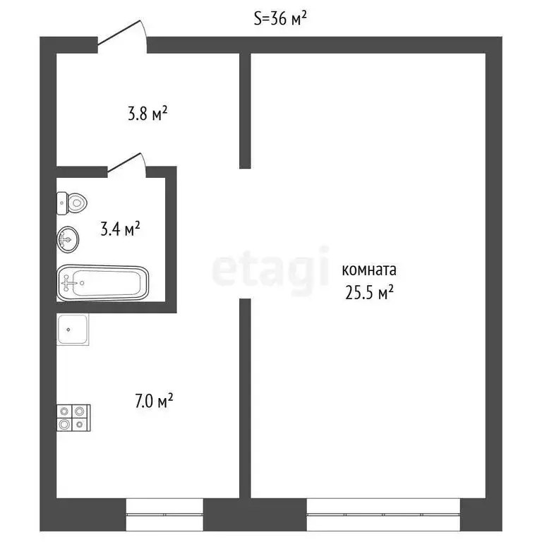 1-комнатная квартира: Богандинский, Школьная улица, 2А (36 м) - Фото 0