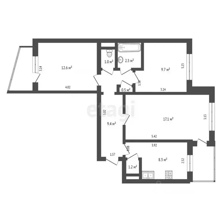 3-к кв. Крым, Армянск Имени Генерала Корявко мкр, 23 (62.3 м) - Фото 1