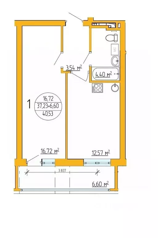 1-к кв. Башкортостан, Уфа ул. Аксакова, 79 (40.53 м) - Фото 2