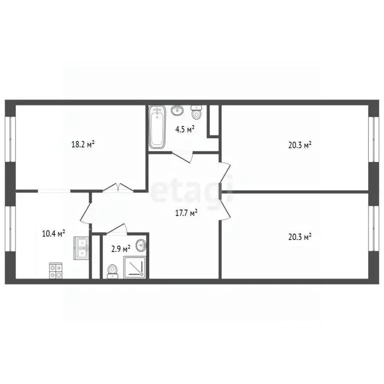 3-к кв. Мордовия, Рузаевский район, пос. Левженский Центральная ул., 3 ... - Фото 1