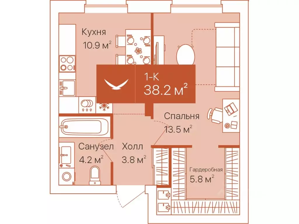 1-к кв. Тюменская область, Тюмень ул. Республики, 204к12 (38.2 м) - Фото 0