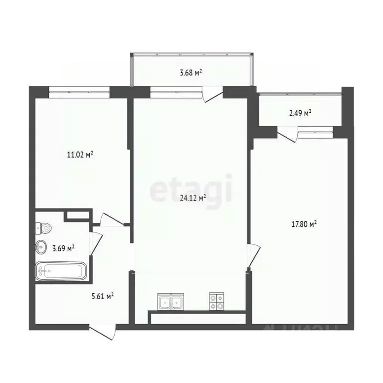 2-к кв. Тюменская область, Тюмень ул. Разведчика Кузнецова, 5 (62.1 м) - Фото 1