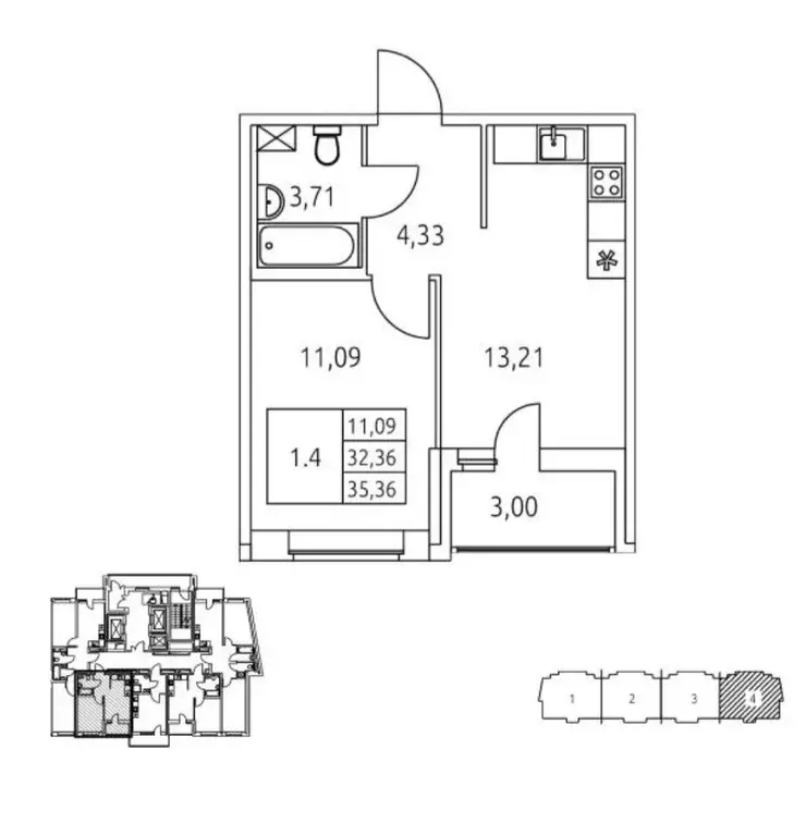 Продаётся 1-к квартира, 32.3 м - Фото 0