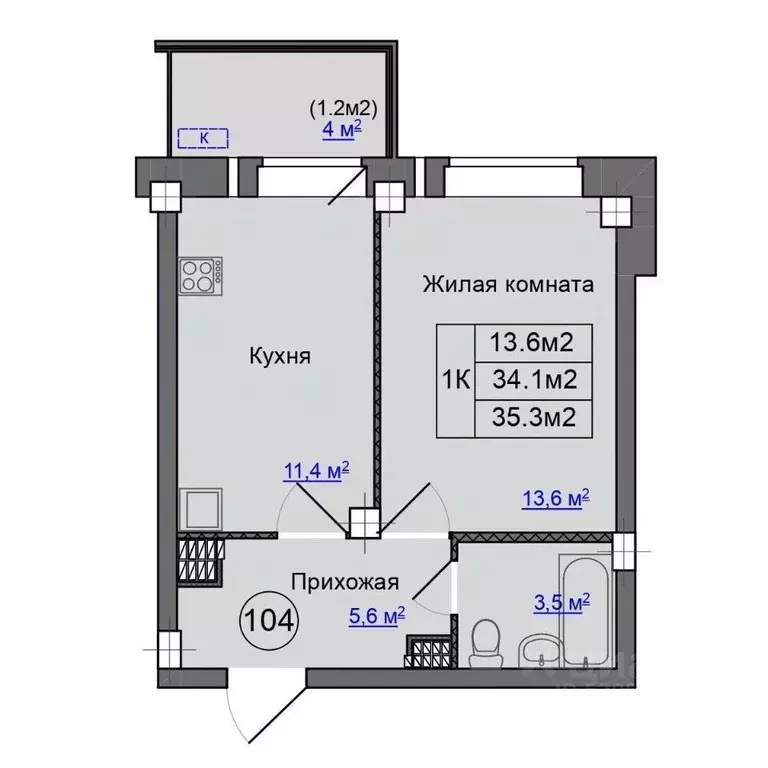 1-к кв. Псковская область, Псковский район, Завеличенская волость, д. ... - Фото 1