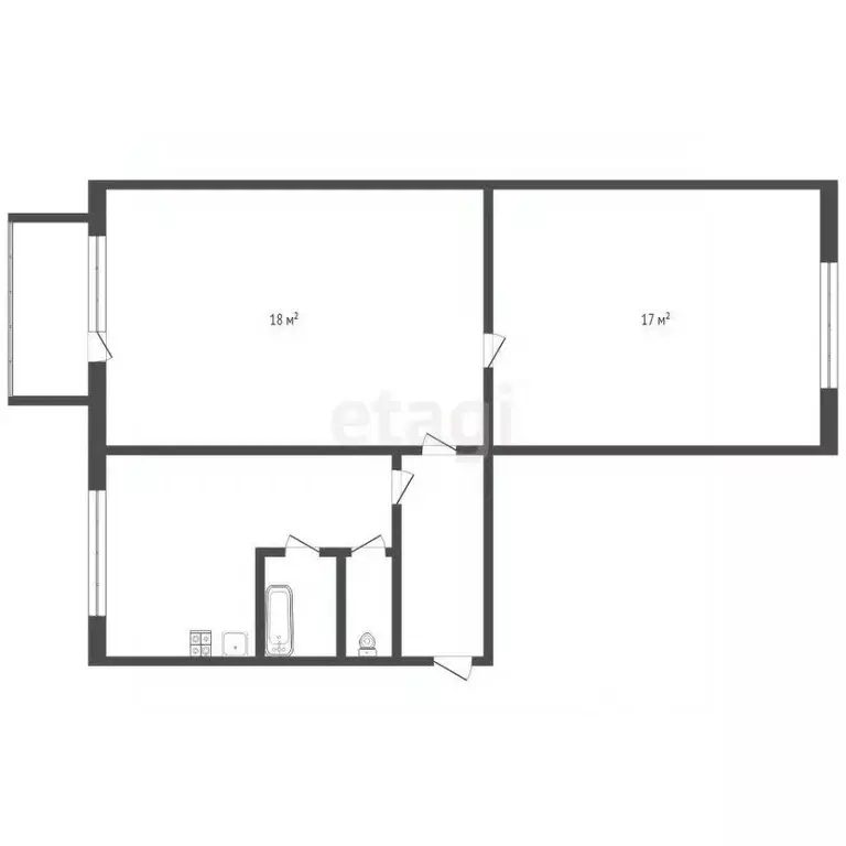2-к кв. Кемеровская область, Новокузнецкий муниципальный округ, пос. ... - Фото 2