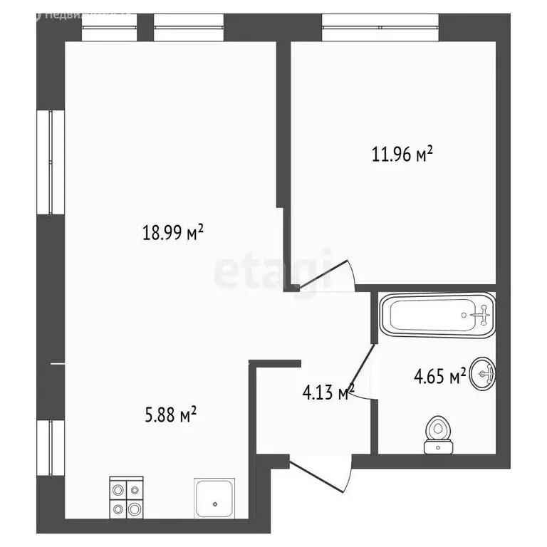 1-комнатная квартира: Тюмень, улица 50 лет Октября, 63Г (45.4 м) - Фото 1