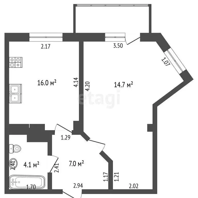 1-комнатная квартира: Самара, улица Гая, 30А (42.6 м) - Фото 1