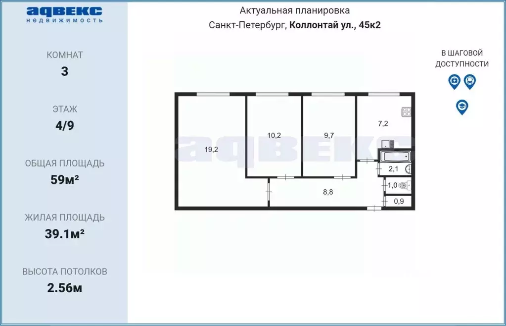 Комната Санкт-Петербург ул. Коллонтай, 45К2 (19.2 м) - Фото 0