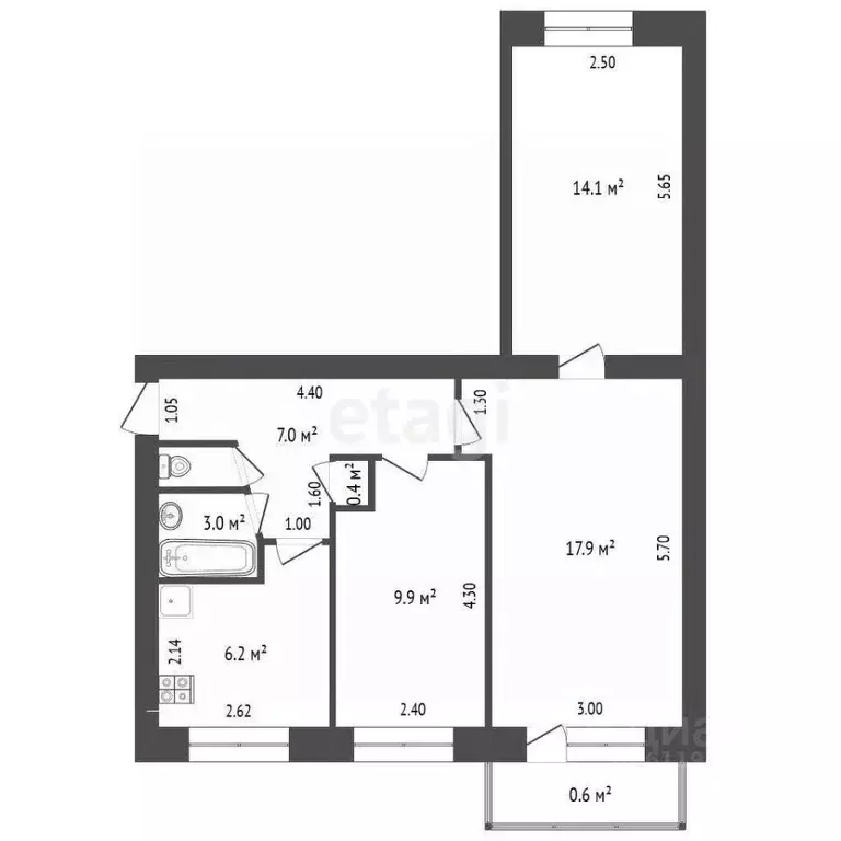 3-к кв. Мордовия, Саранск бул. Эрьзи, 10 (60.0 м) - Фото 2