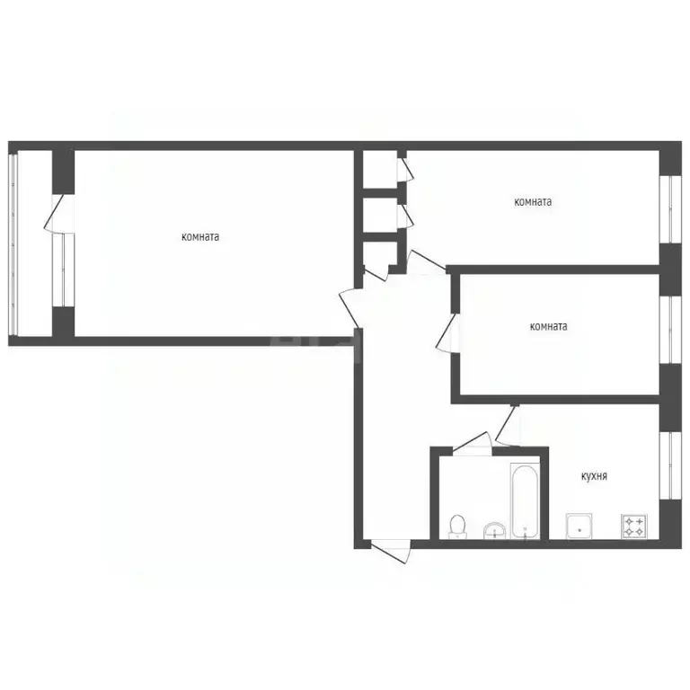 3-к кв. Курганская область, Курган ул. Криволапова, 13а (62.7 м) - Фото 2