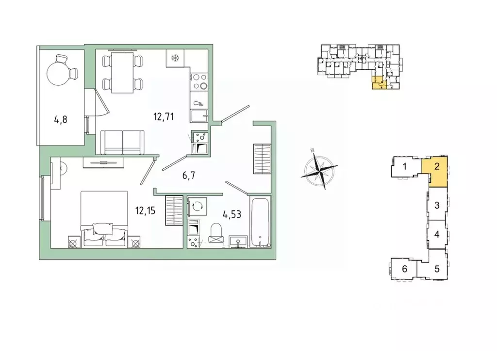 1-к кв. Ленинградская область, Гатчина Въезд мкр,  (38.49 м) - Фото 1