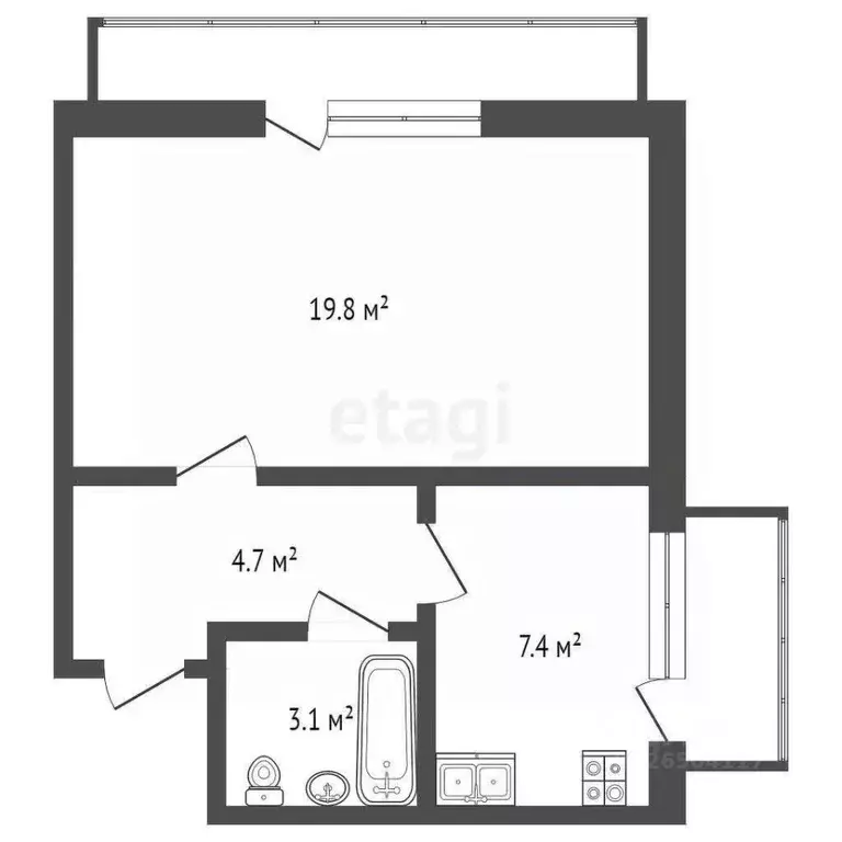 1-к кв. Севастополь ул. Генерала Жидилова, 40 (35.0 м) - Фото 2