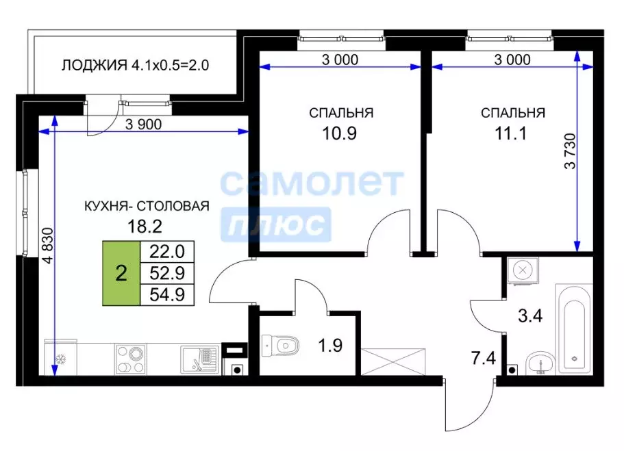 2-комнатная квартира: Краснодар, улица имени Героя Ростовского, 8к6 ... - Фото 0